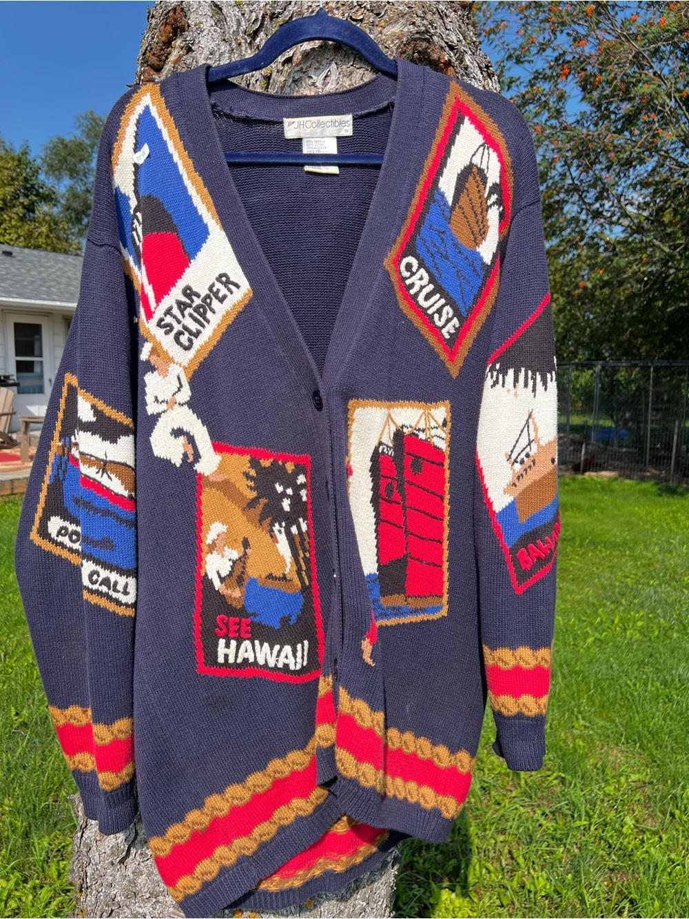 Vintage 90's Nautical Printed Cardigan